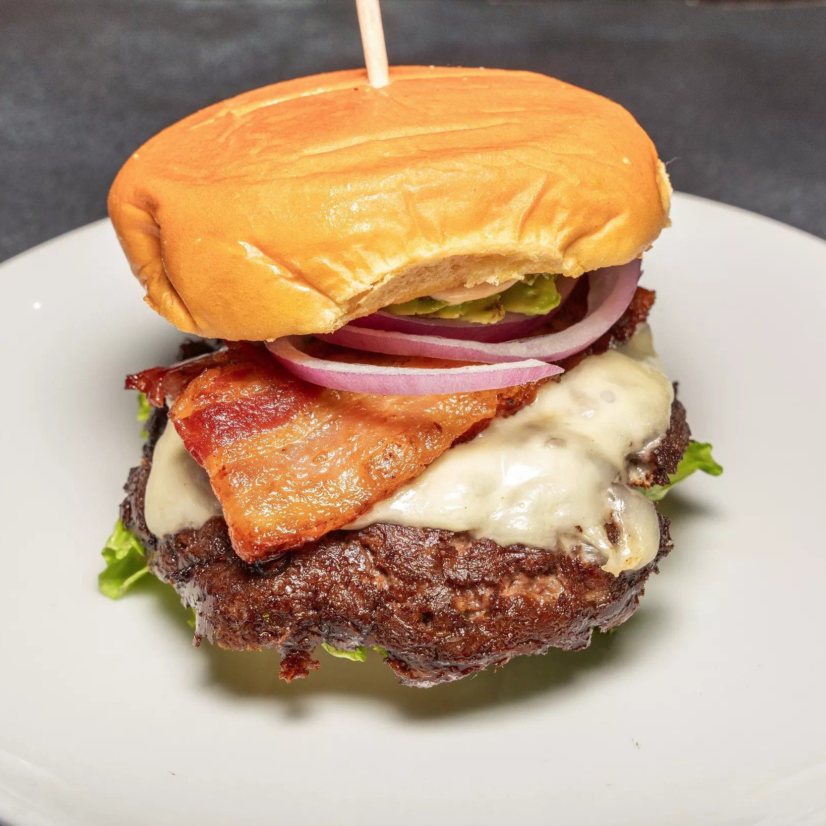 Avocado Bacon Cheese Burger.